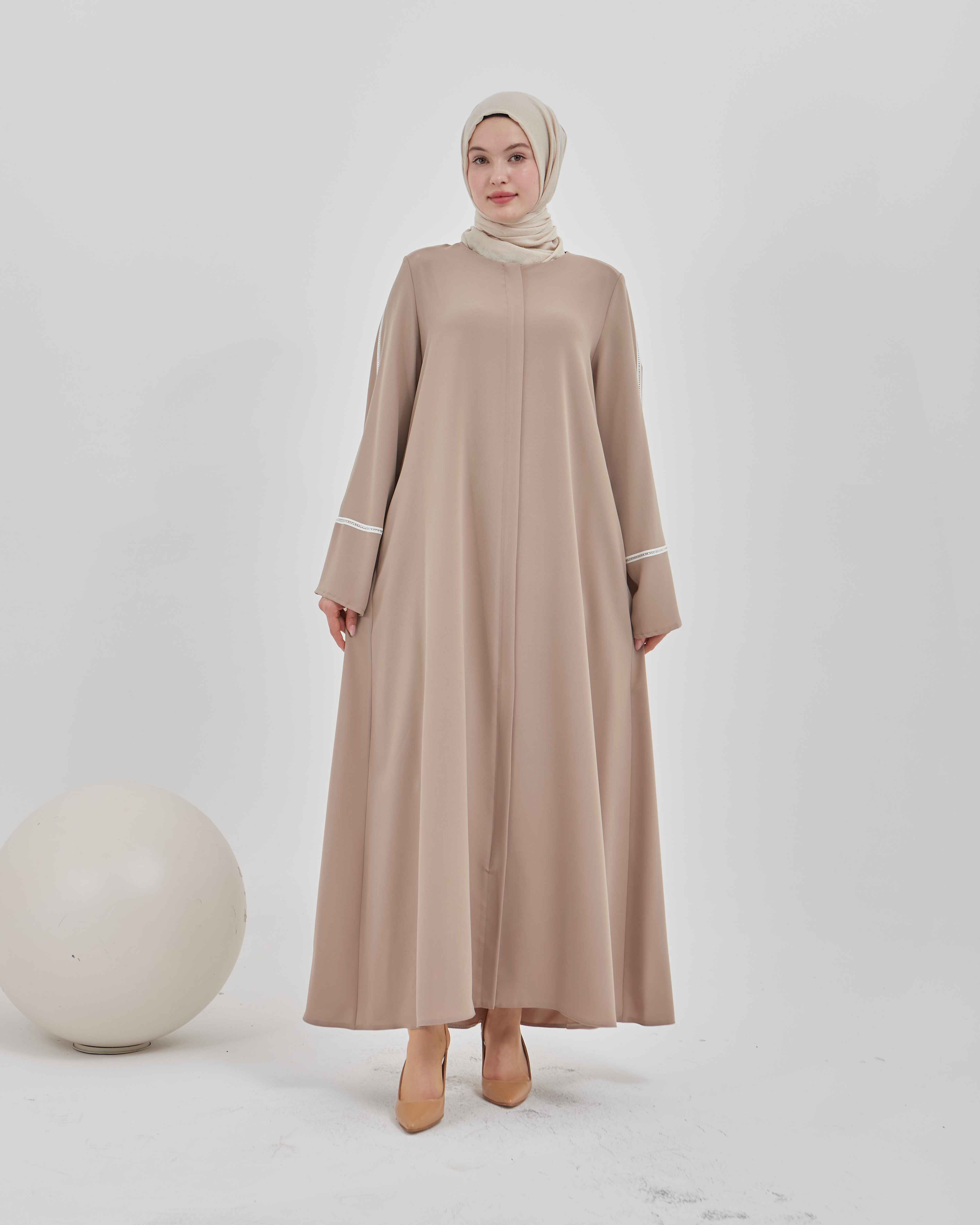 Kolları Taş Şeritli Valon Kollu Ferace Vizon | 2024923