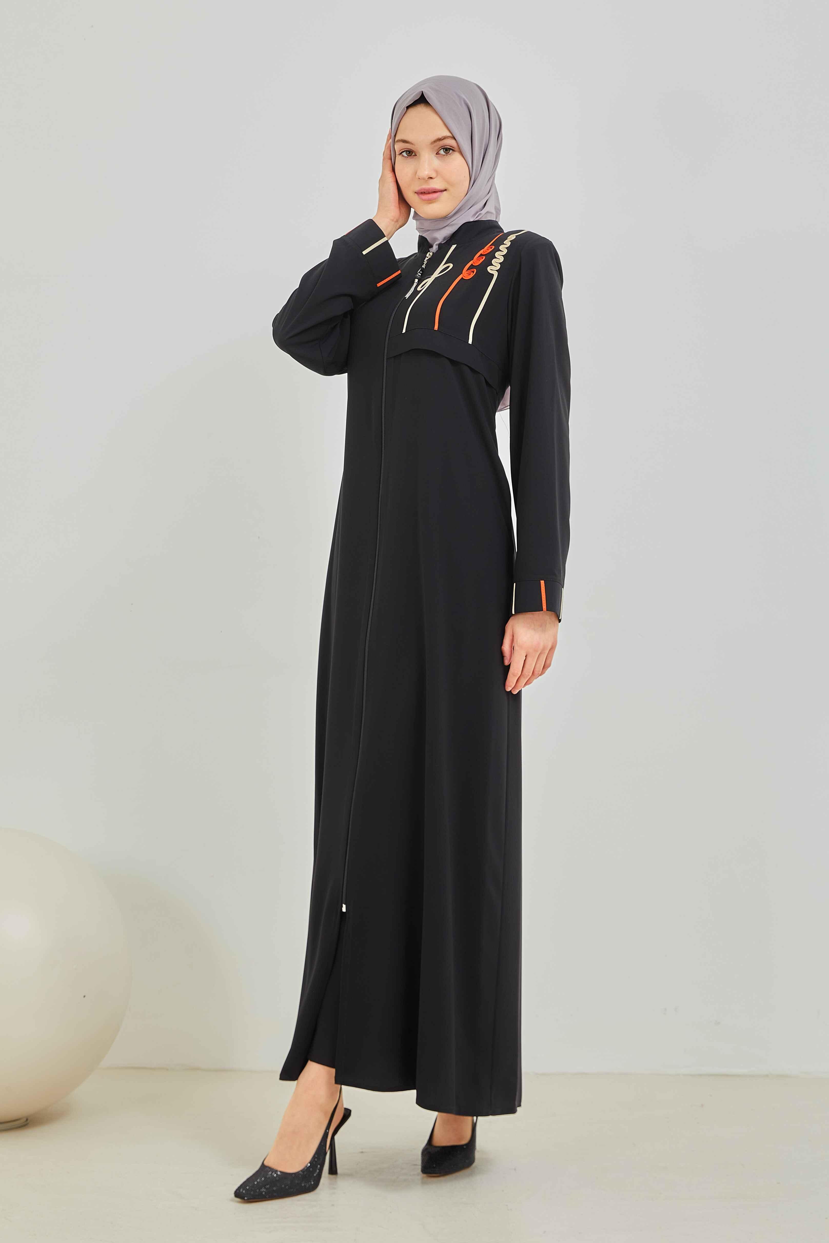 Omzu Nakışlı Ferace Siyah | 20901