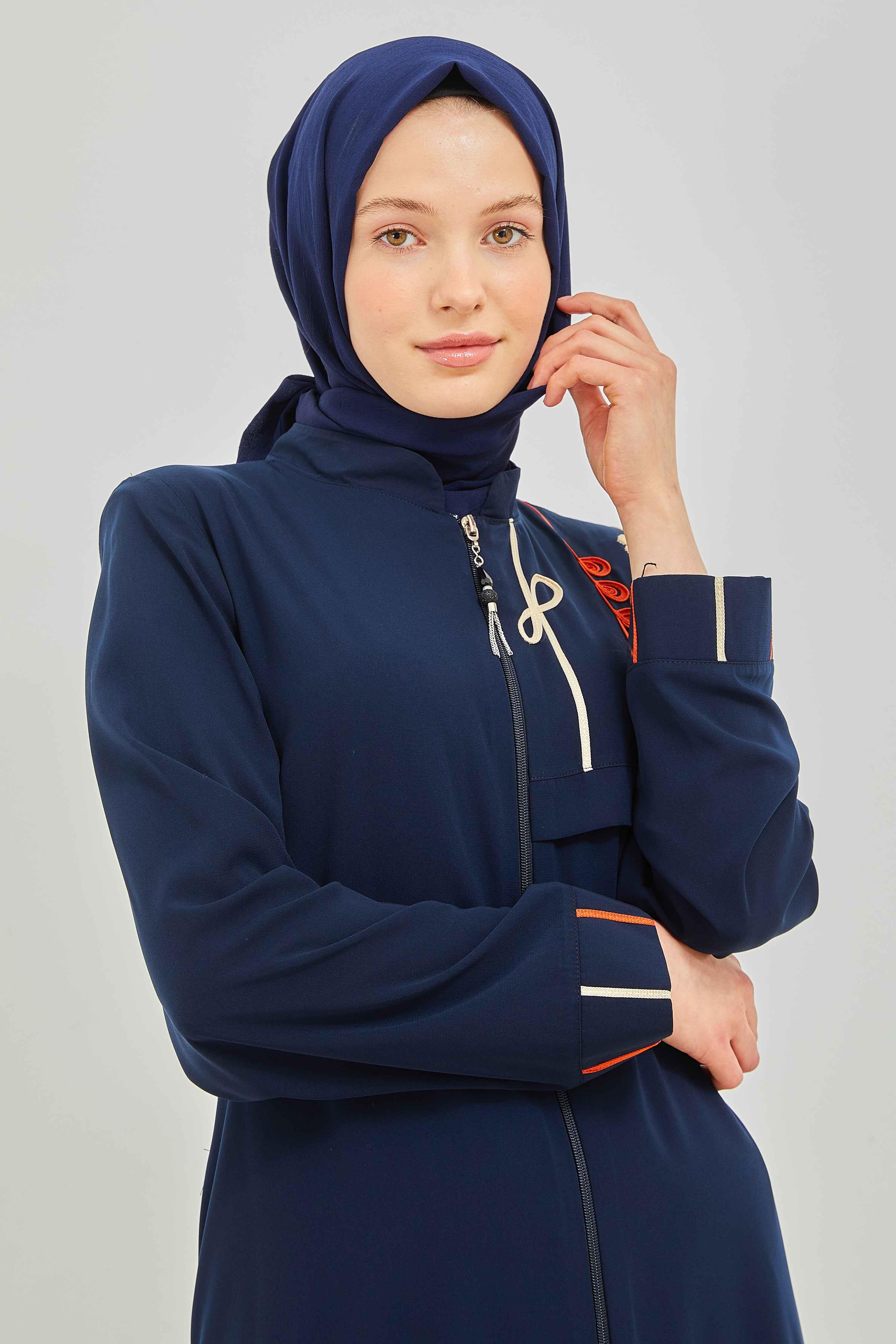 Omzu Nakışlı Ferace Lacivert | 2090-5