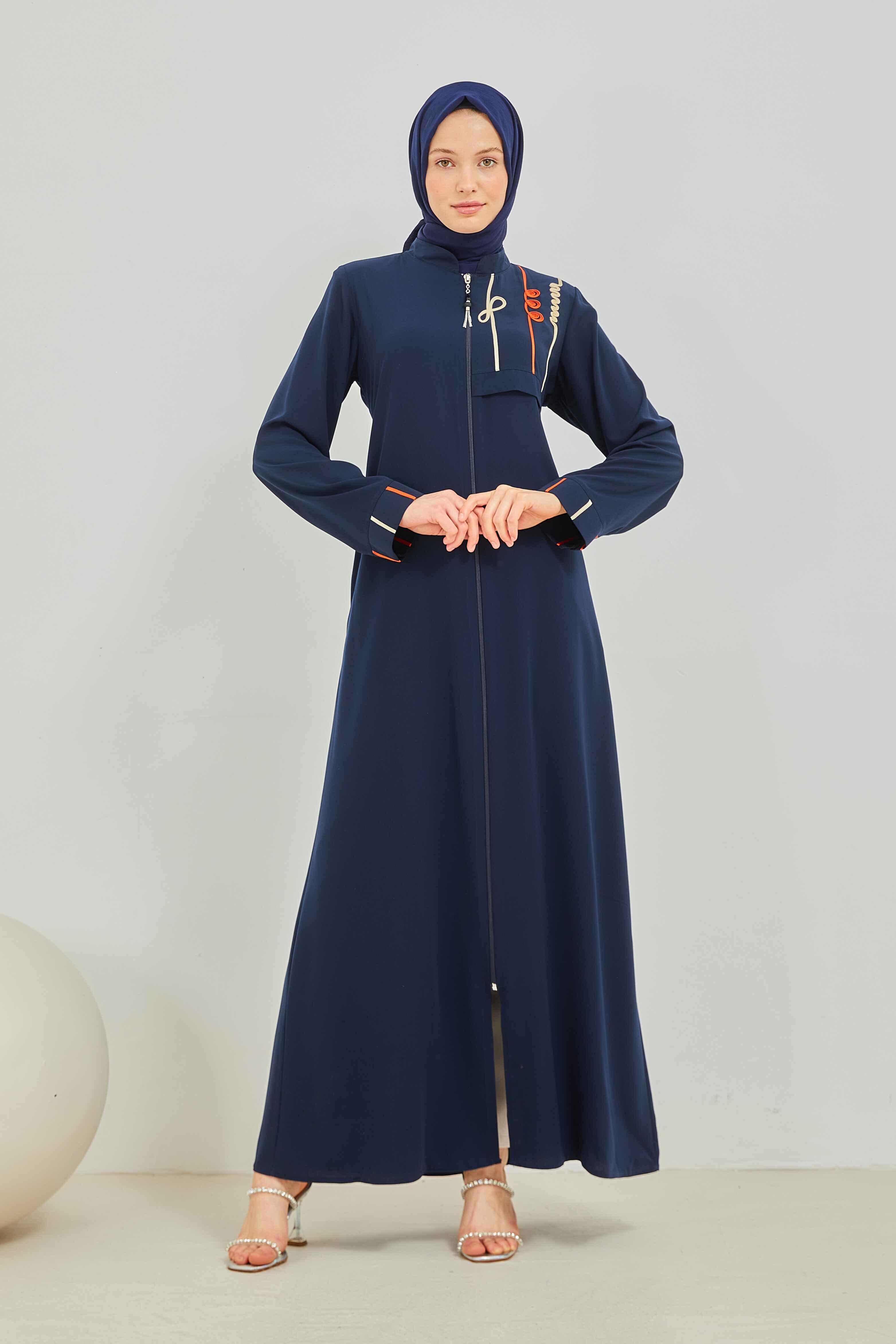 Omzu Nakışlı Ferace Lacivert | 2090-5