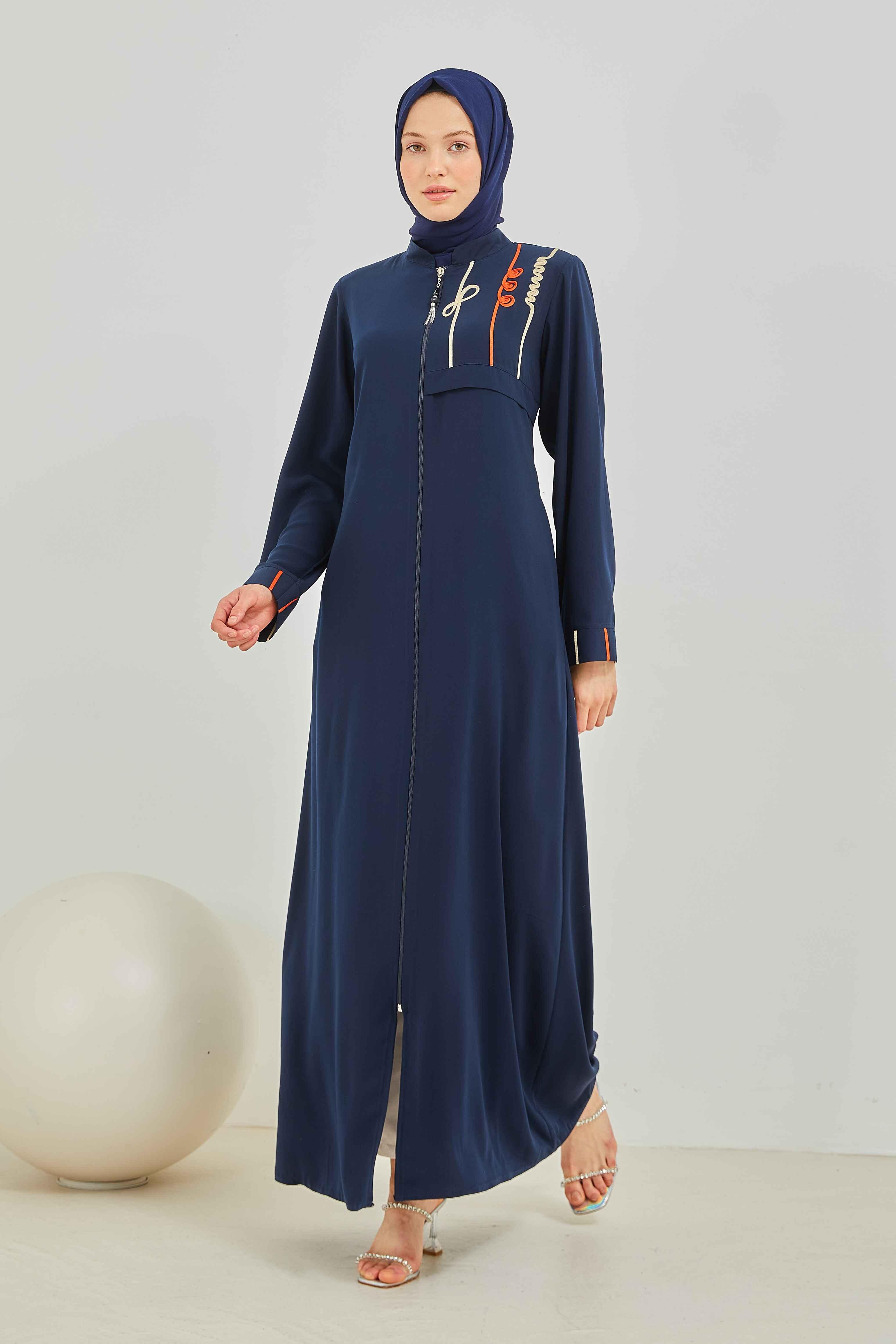 Omzu Nakışlı Ferace Lacivert | 2090-5