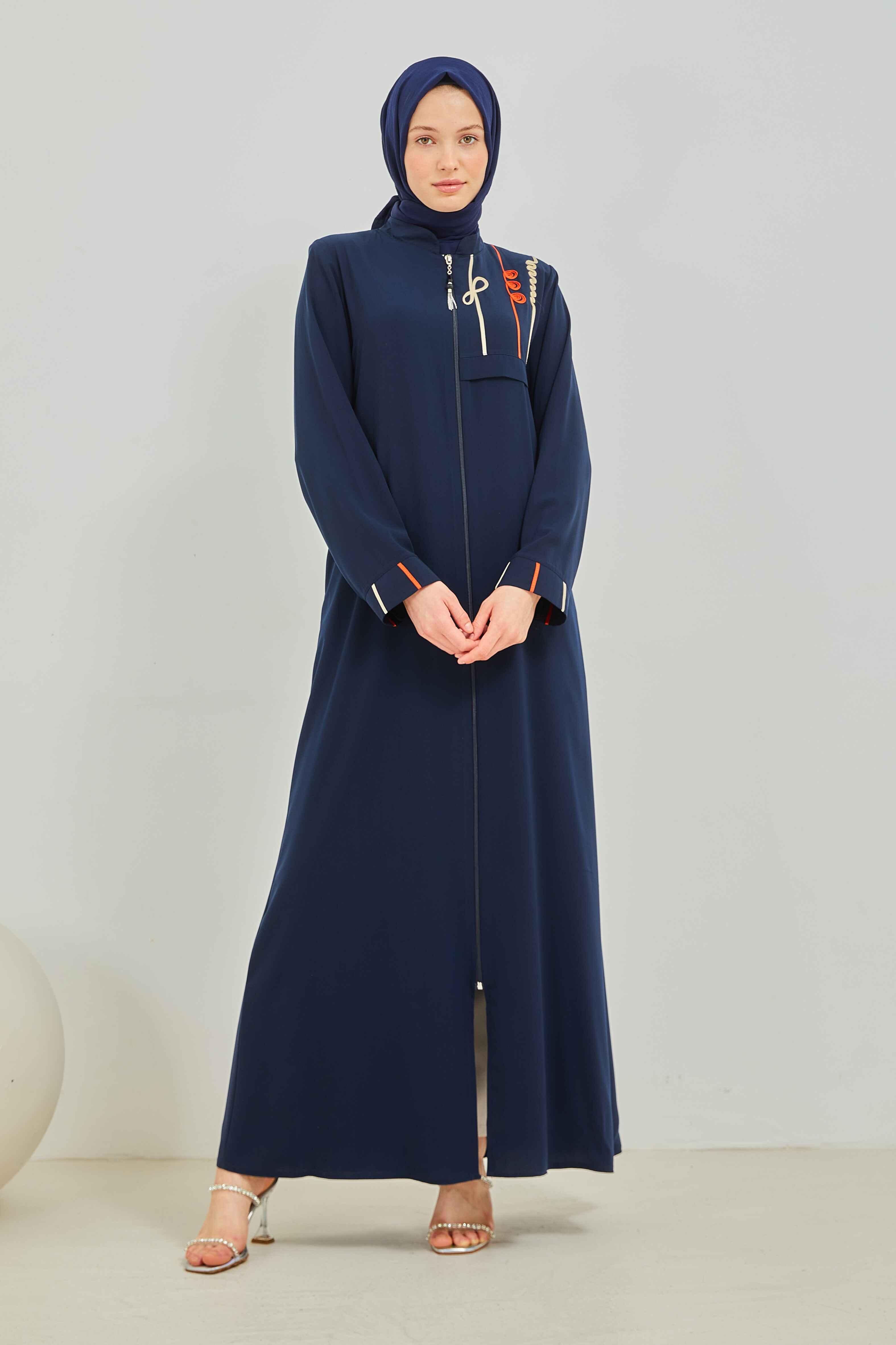 Omzu Nakışlı Ferace Lacivert | 2090-5