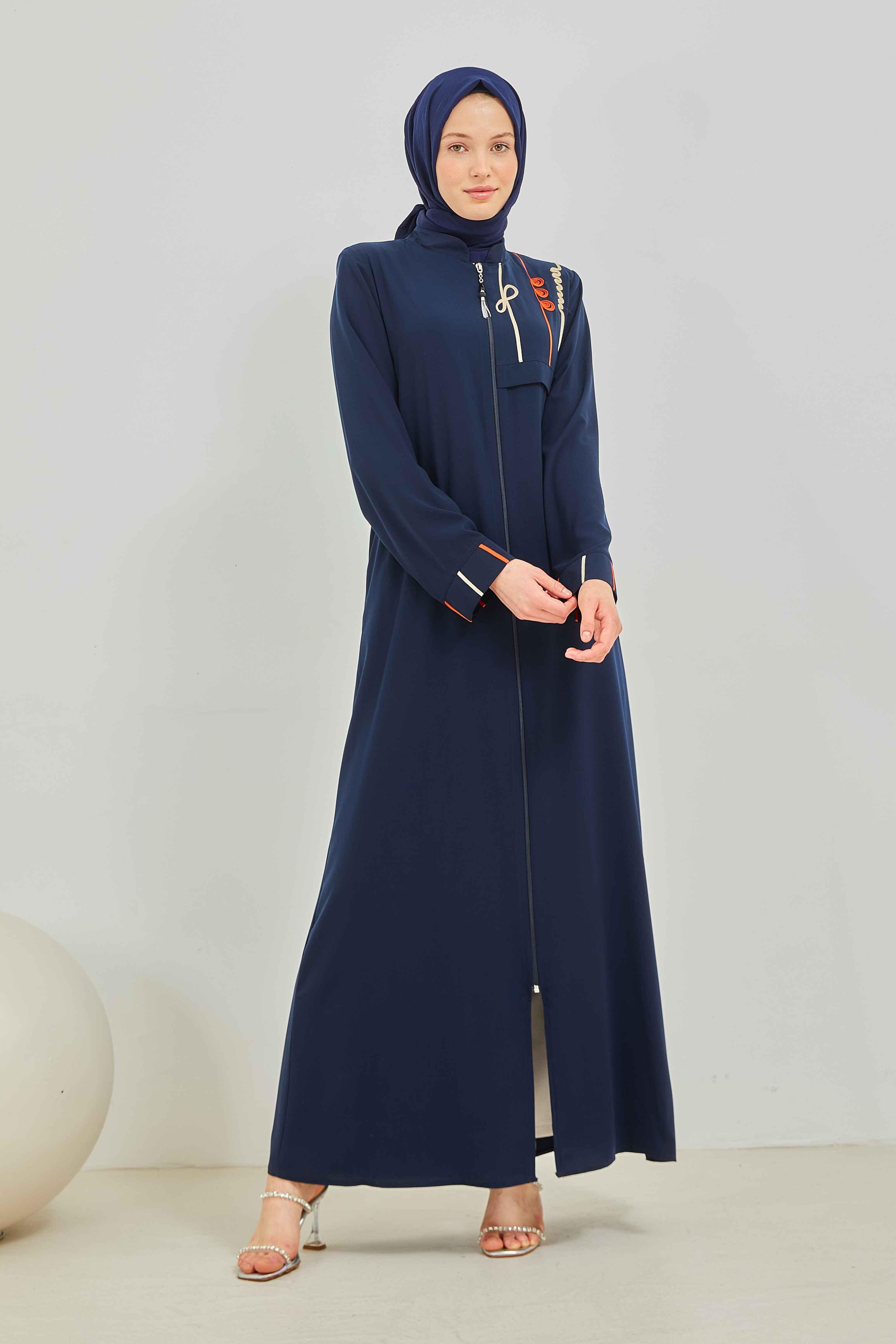 Omzu Nakışlı Ferace Lacivert | 2090-5