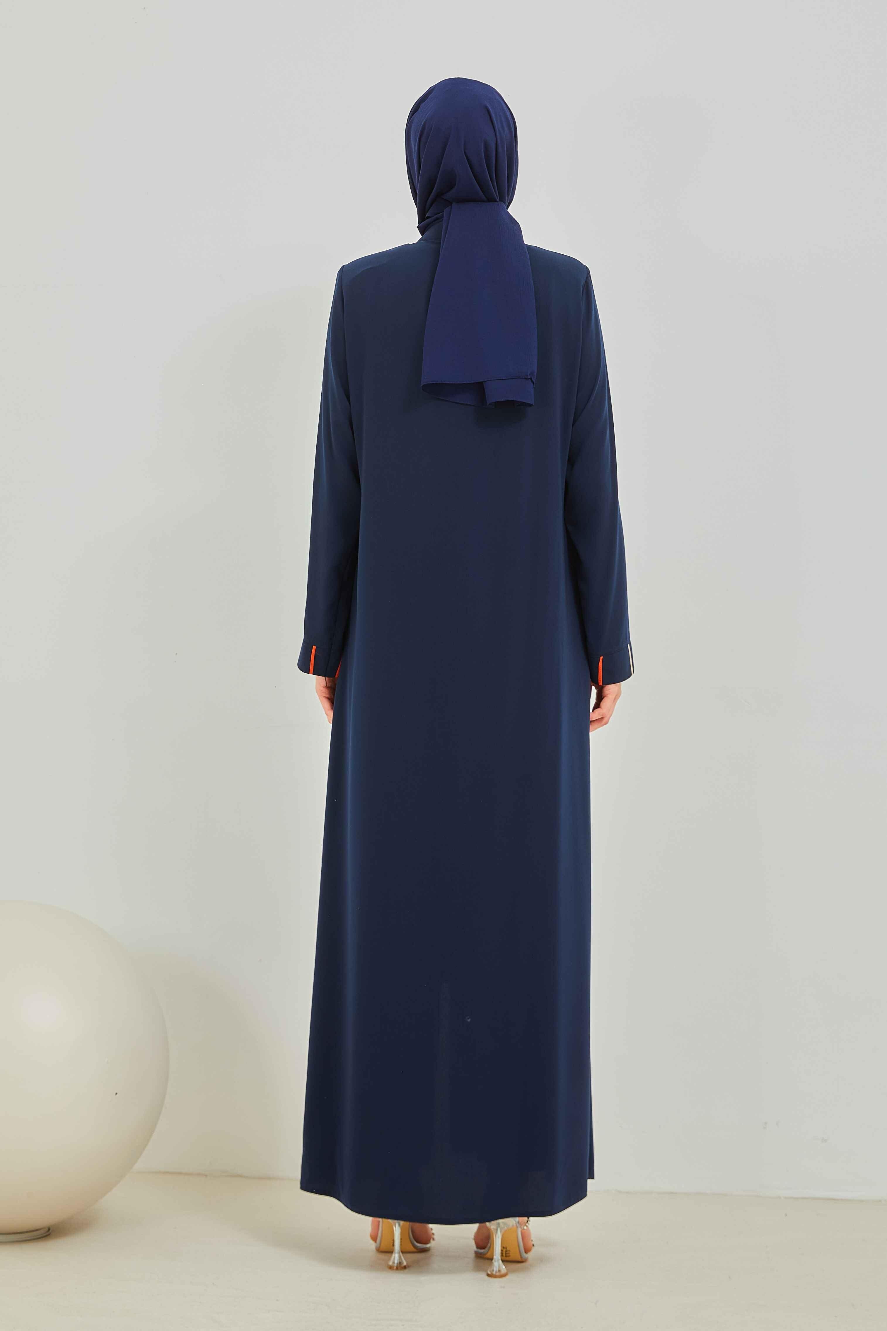 Omzu Nakışlı Ferace Lacivert | 2090-5