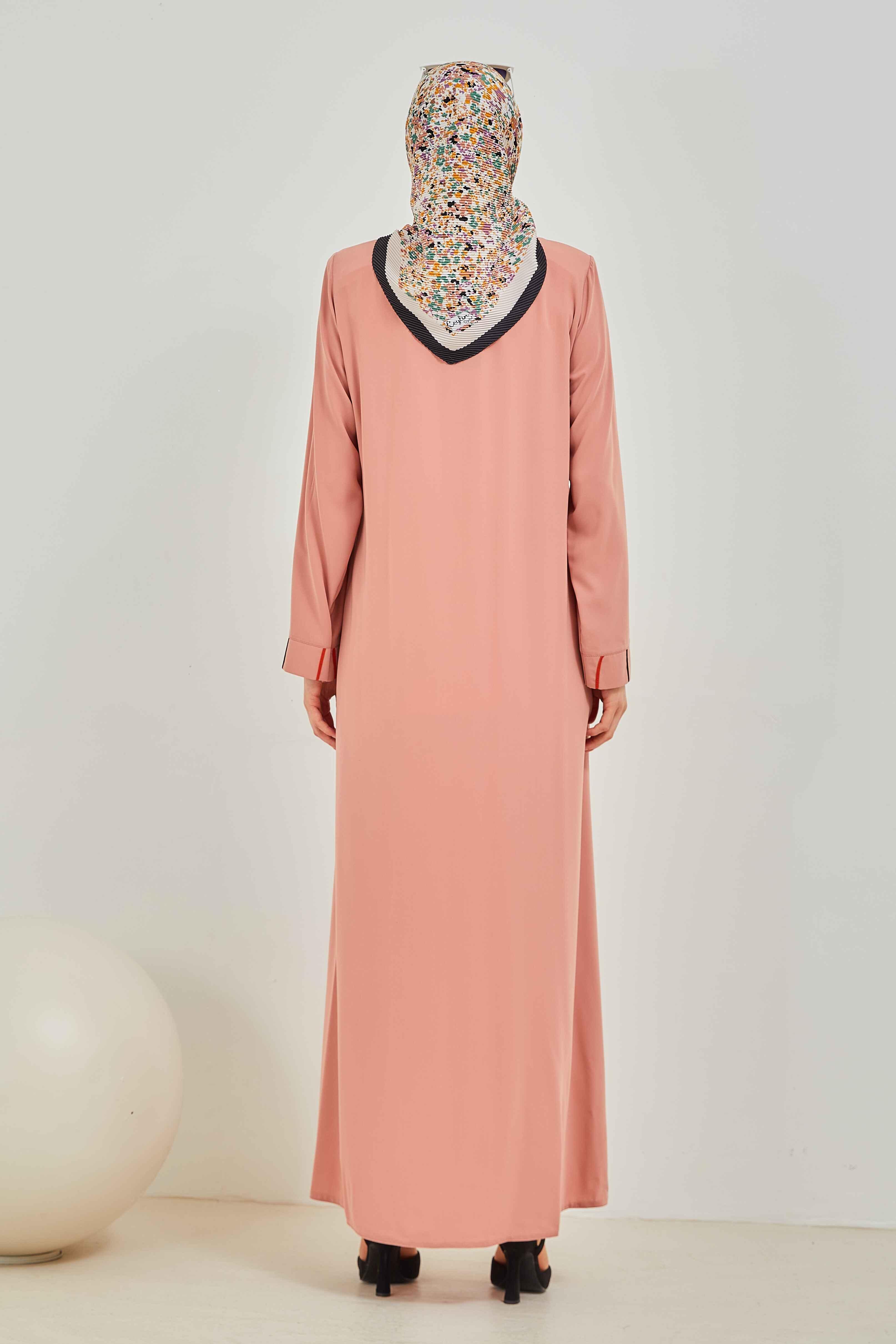 Omzu Nakışlı Ferace Pembe | 2090-3