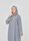 Şerit Taşlı Kapüşonlu Abaya Ferace Gri | 211424