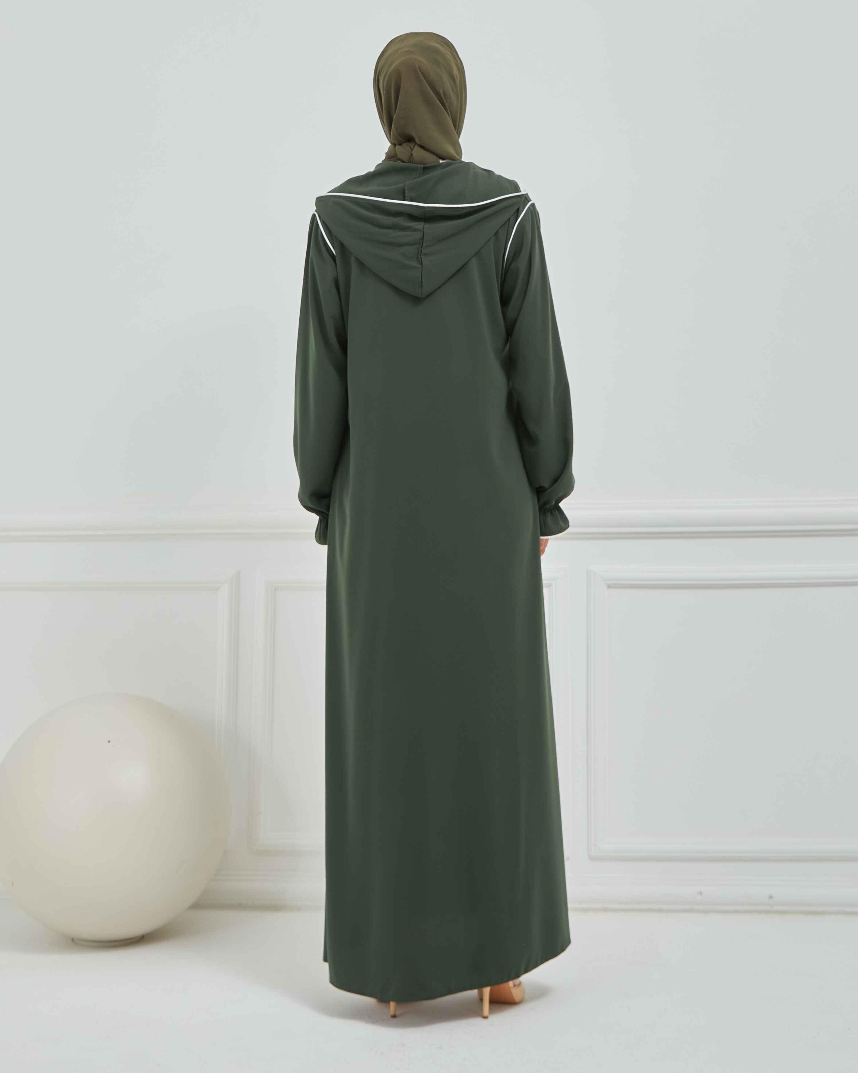 Kapşonlu ve Biyeli Ferace Haki | 20959