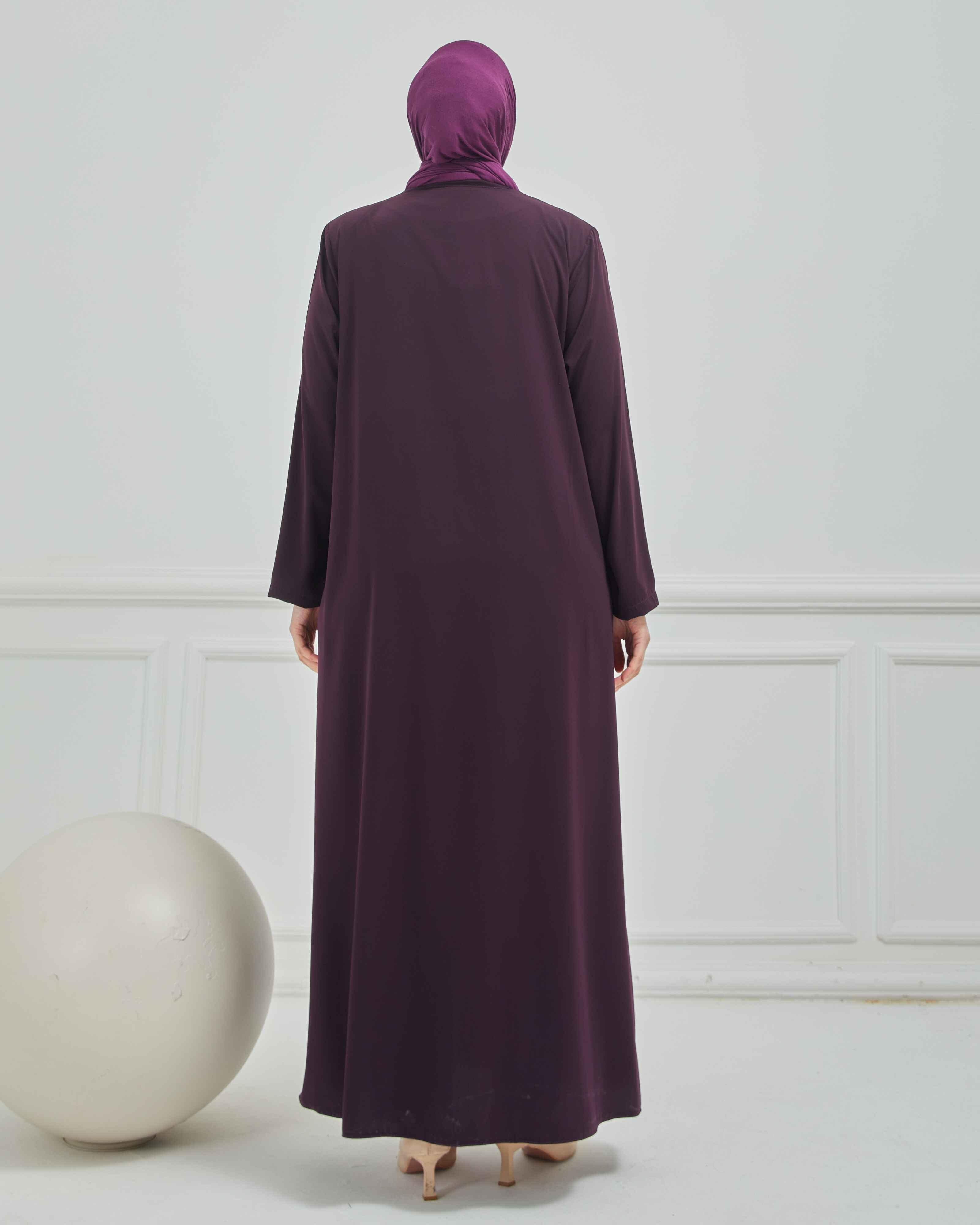 Umrelik Sade Büyük Beden Ferace Mürdüm | 204108