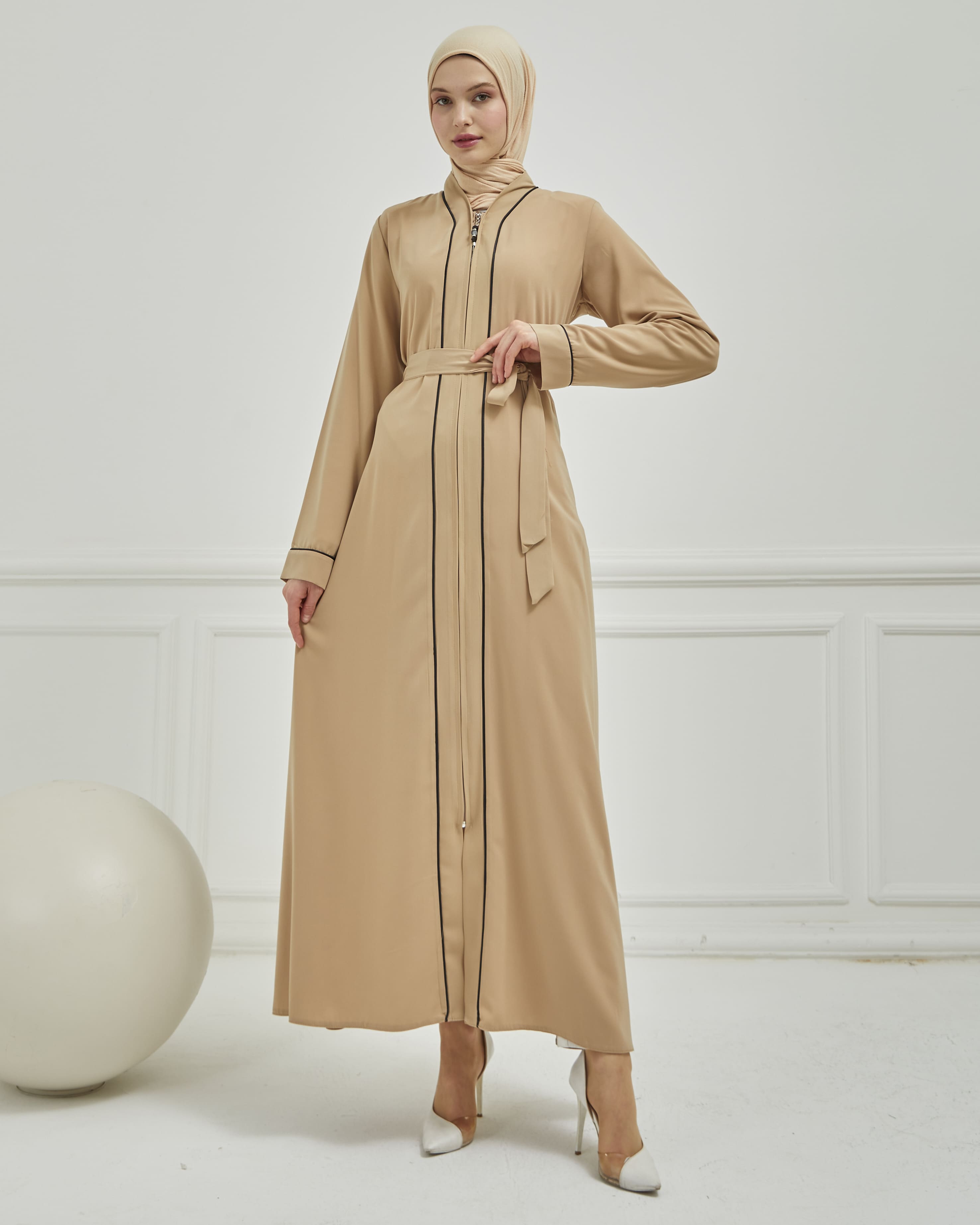 Biye Detaylı Abaya Ferace Vizon | 2067023