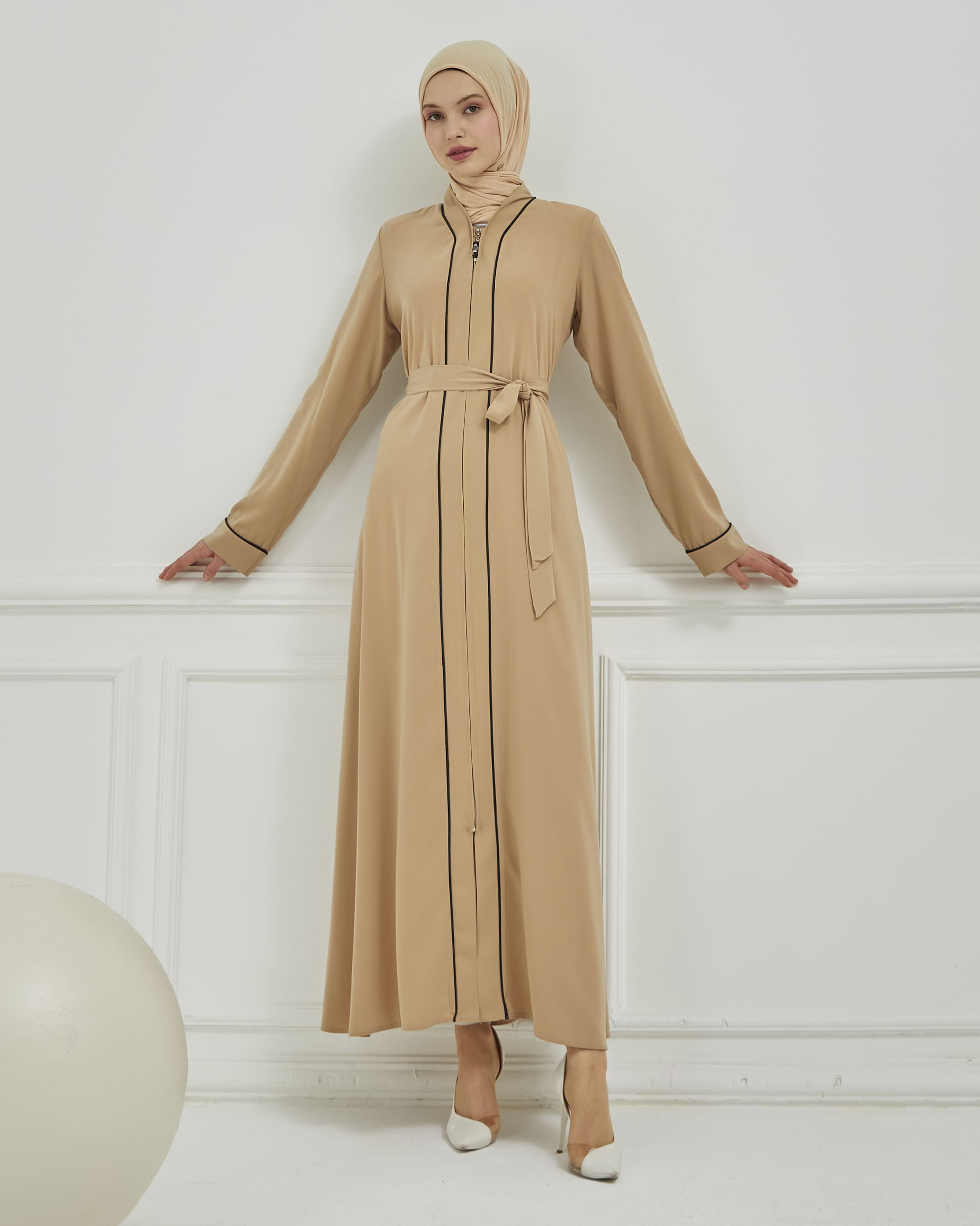 Biye Detaylı Abaya Ferace Vizon | 2067023