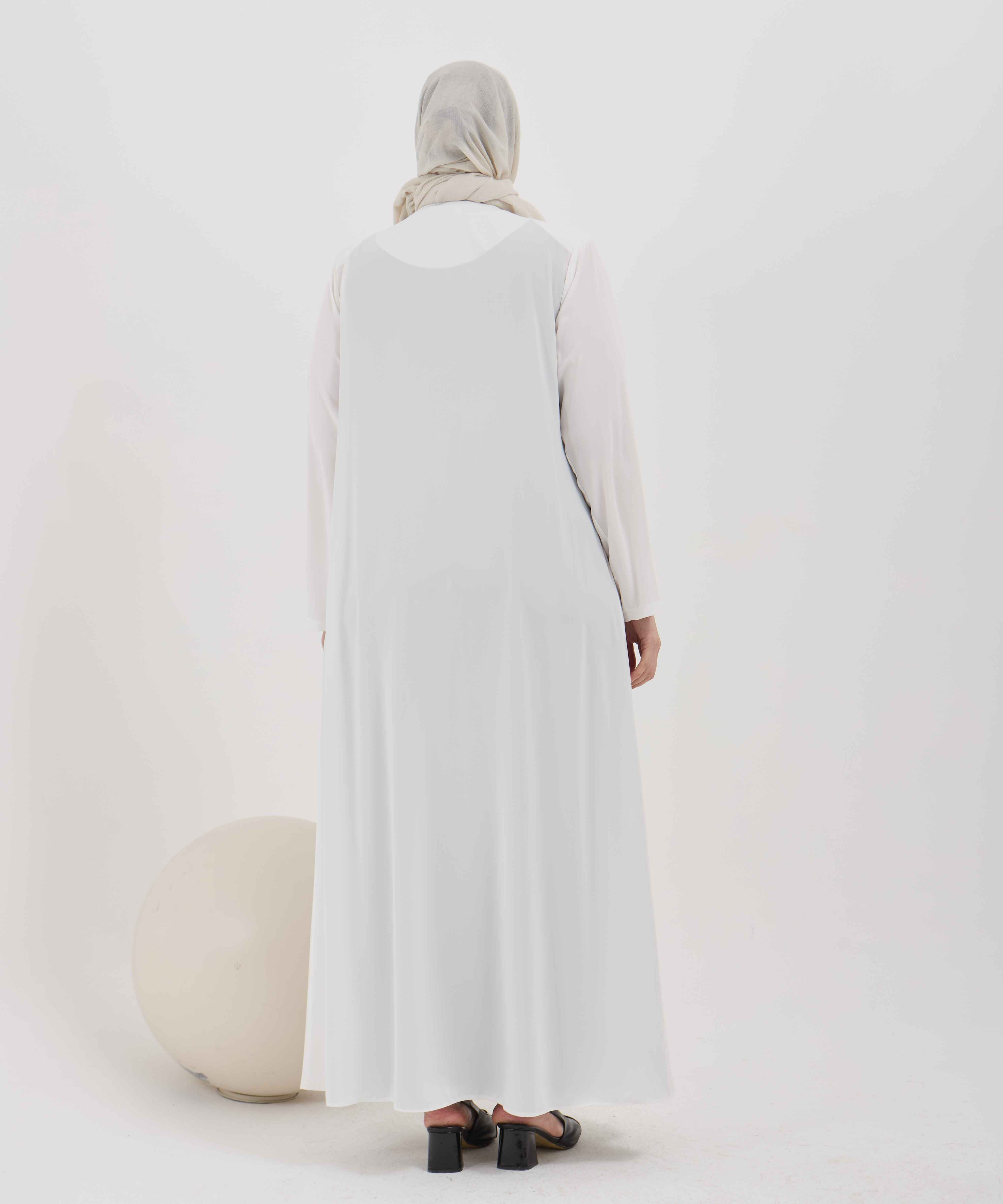 Umrelik Sade Büyük Beden Ferace Beyaz | 204102