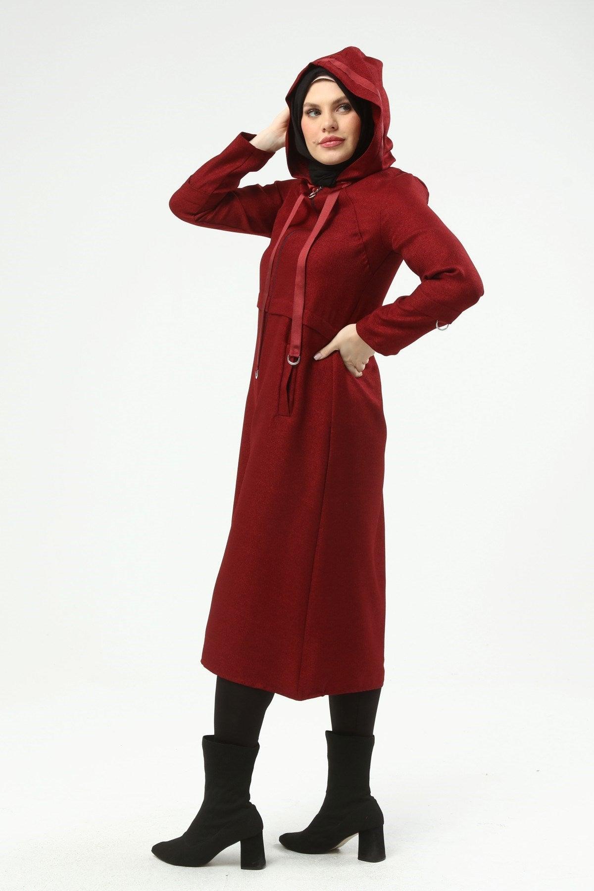 Kapşonlu Kap Bordo | 9014-7