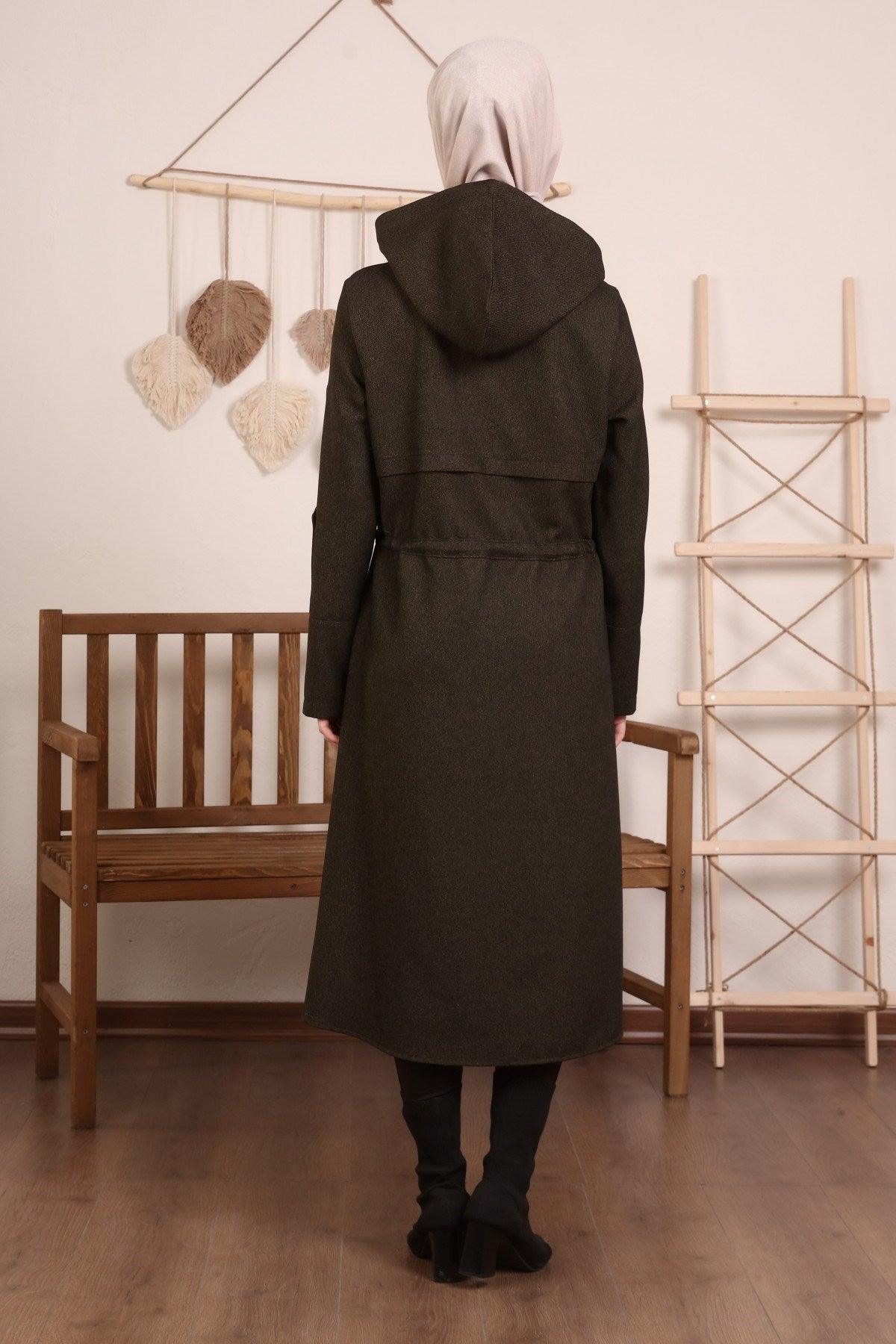 Kapşonlu Ve Kulgözü Detaylı Kap Haki | 9012-9