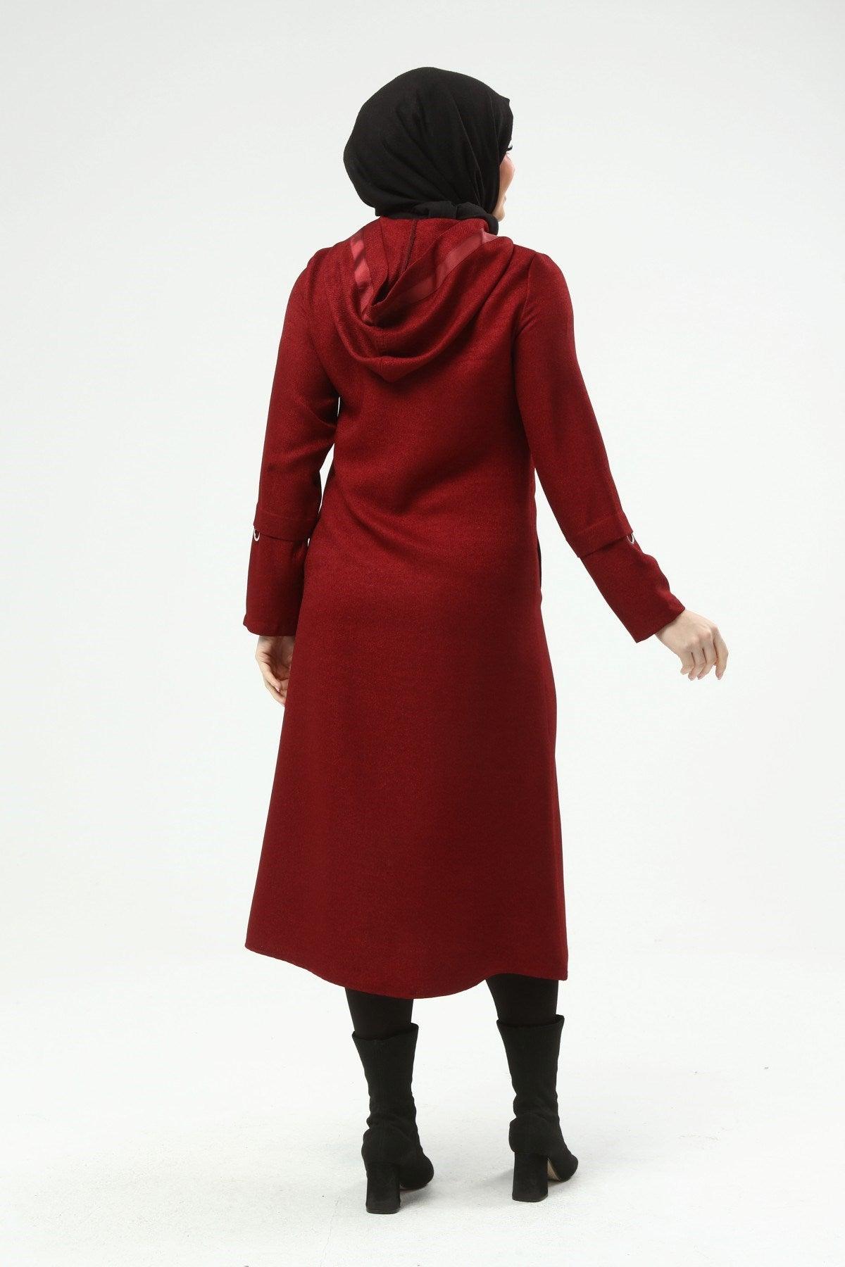 Kapşonlu Kap Bordo | 9014-7