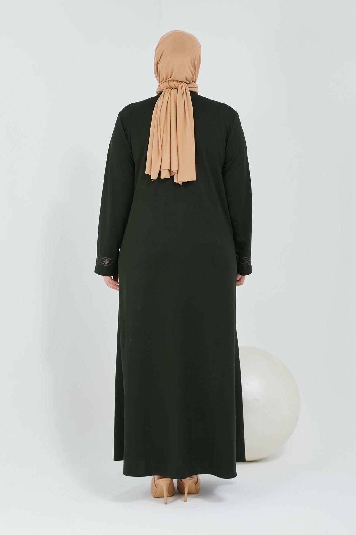 Yakası Ve Bilekleri Nakışlı Kışlık/mevsimlik Ferace HAKİ