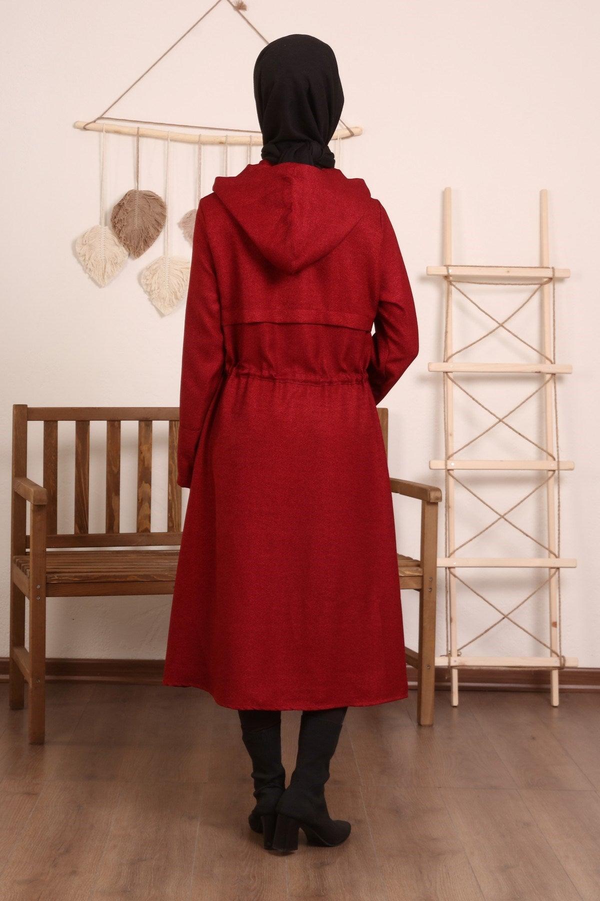 Kapşonlu Ve Kulgözü Detaylı Kap Bordo | 9012-7