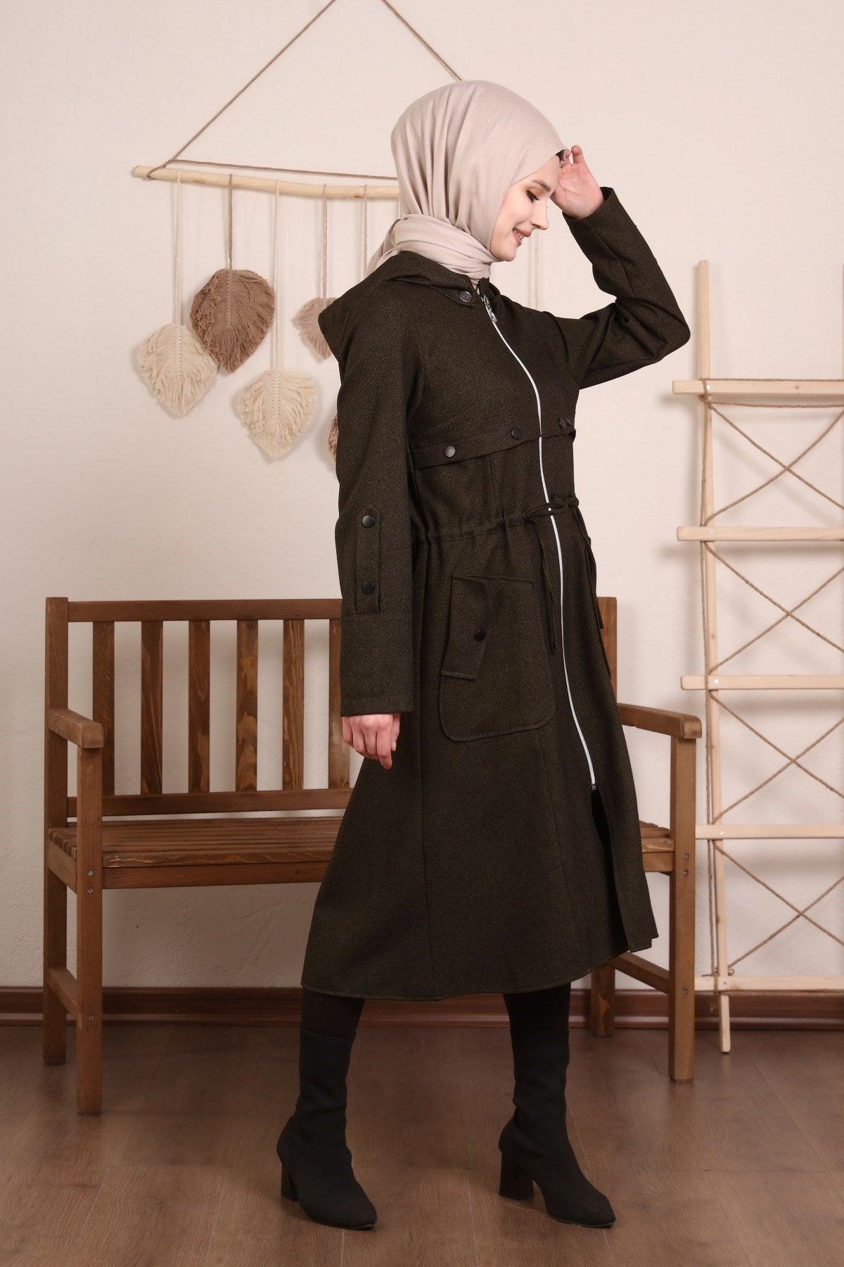 Kapşonlu Ve Kulgözü Detaylı Kap Haki | 9012-9