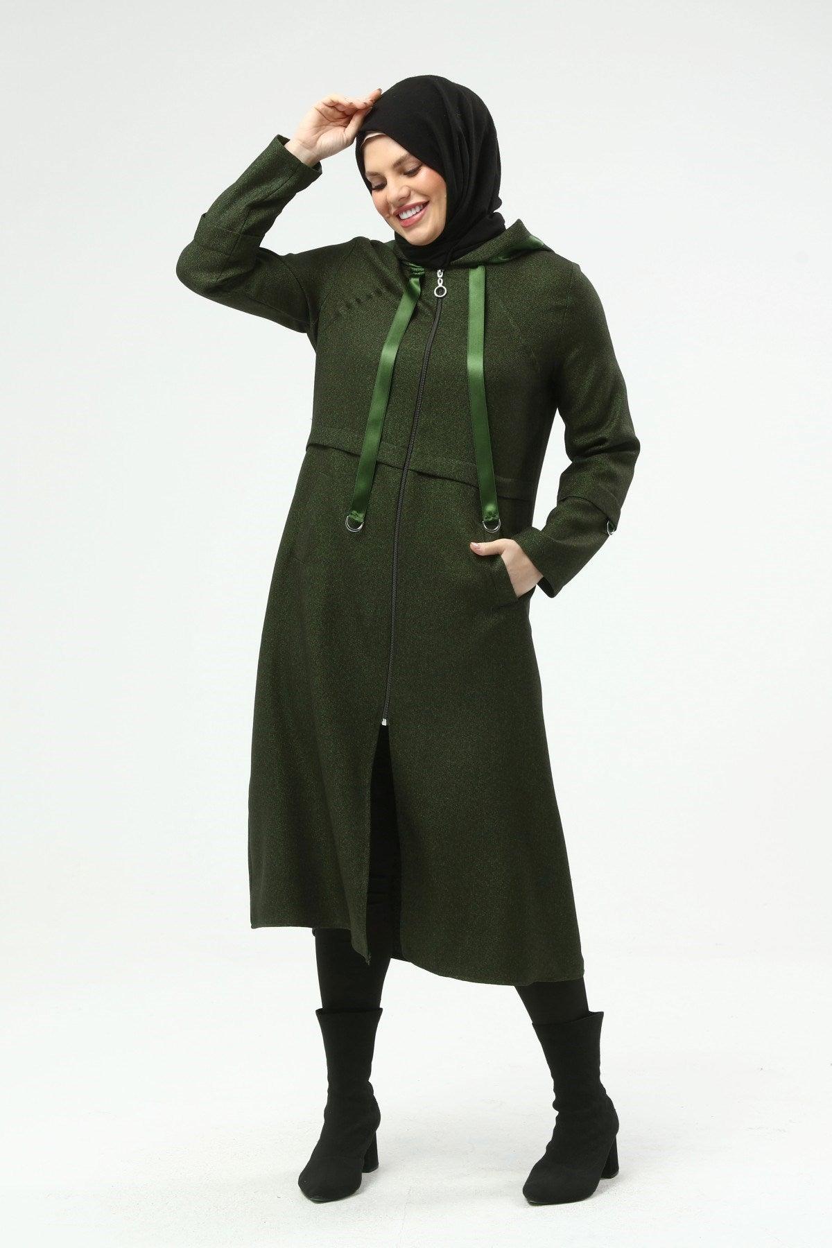 Kapşonlu Kap Haki | 9014-9