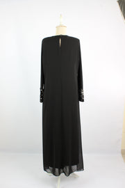 Önü Şifonlu Pulpayet Detaylı Büyük Beden Abiye Elbise Siyah | 8009PUL-1 - Modalale.com