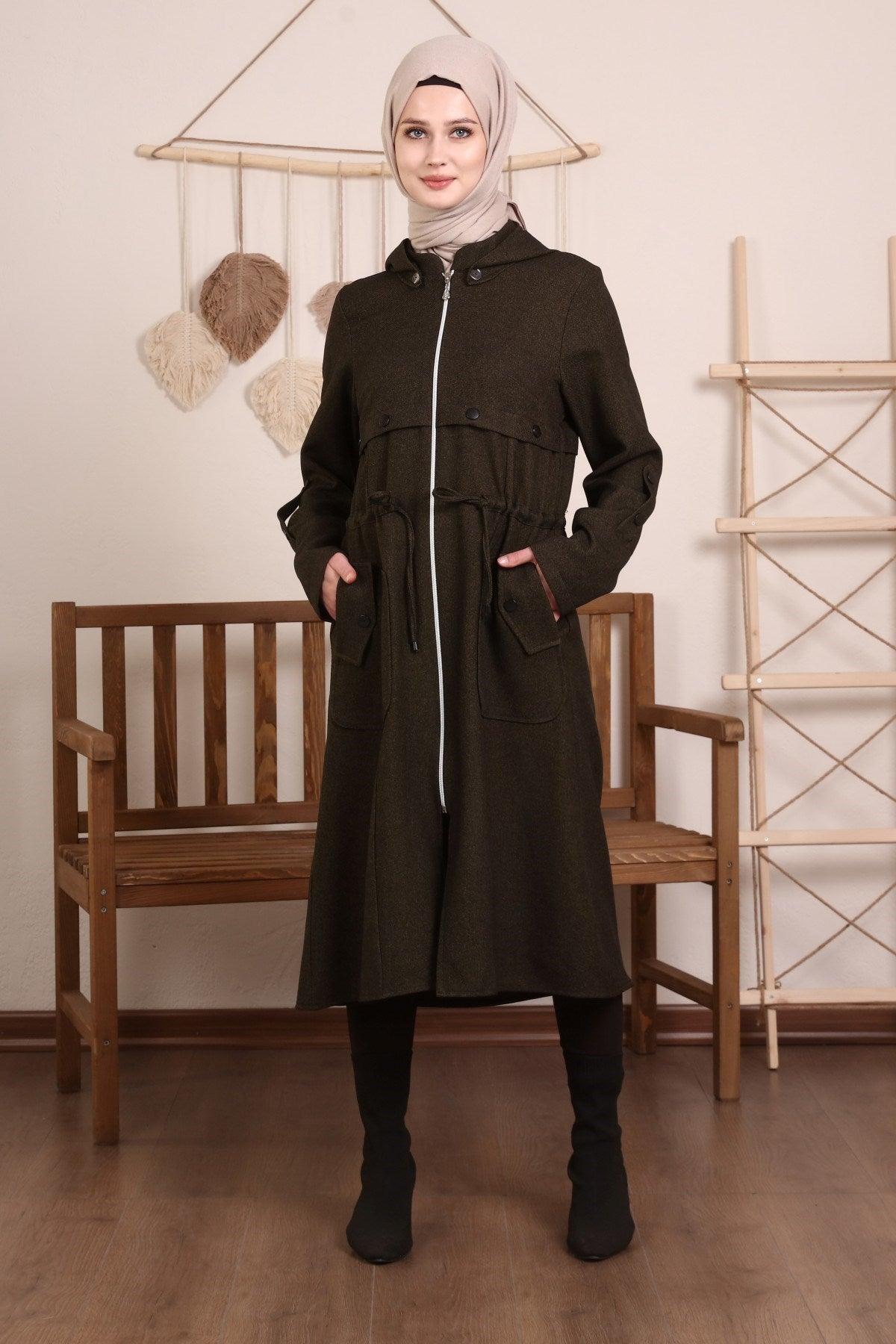 Kapşonlu Ve Kulgözü Detaylı Kap Haki | 9012-9