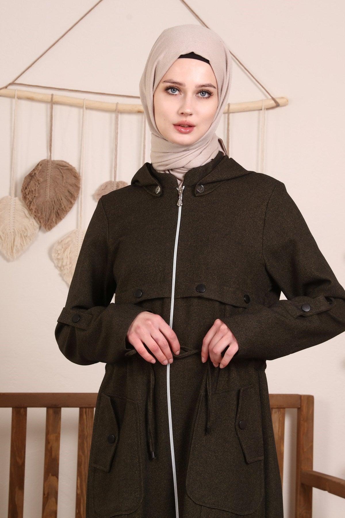 Kapşonlu Ve Kulgözü Detaylı Kap Haki | 9012-9